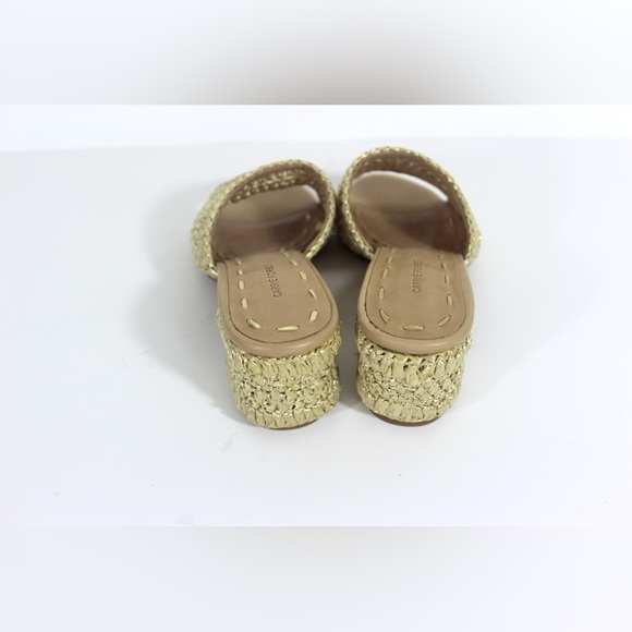 Like New Raffia Slide Sandals with Covered Block Heel Neutral Summer Morrocan - Picture 4 of 11